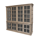 Natúr színű, 8 ajtós vitrines szekrény.