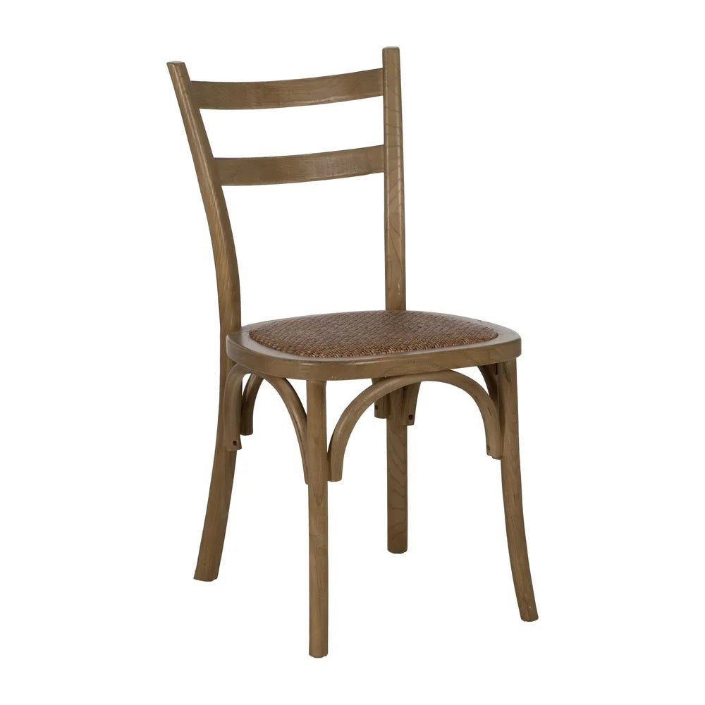 Old French barna pácolt szilfa étkezőszék barna rattanfonatos ülőfelülettel