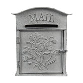 Antik szürke színű fém dekor postaláda pillangó mintával szemből – Old Post kollekció.