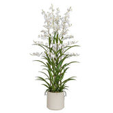 ONCIDIUM fehér mű orchidea 129 cm magas kaspóban, teljes látvány