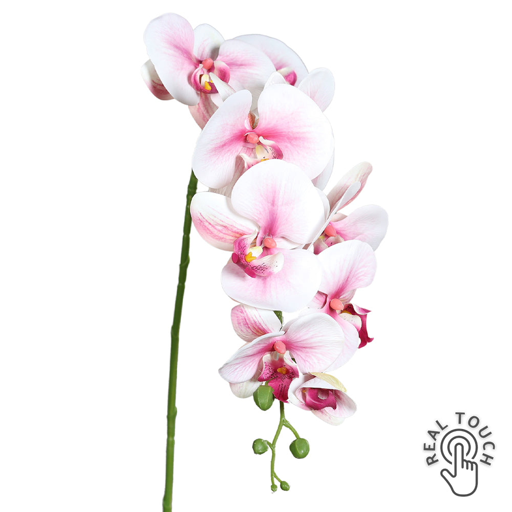 Halvány pink mű orchidea szál, Real Touch hatással, 96 cm magas.