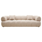 Krémszínű, 3 személyes formatervezett design kanapé.