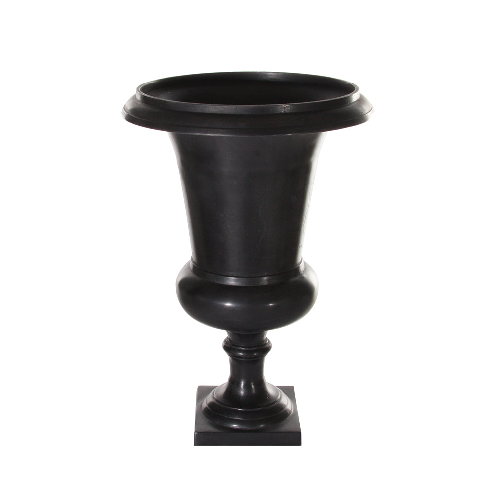 Alumíniumból készült,, fekete színű óriás kaspó-váza.