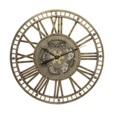 Fémből készült, antikolt felületű, bronzszínű óriás falióra..