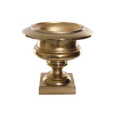 Öntöttvasból készült, kültérre is alkalmas, aranyszínű kaspó-váza.