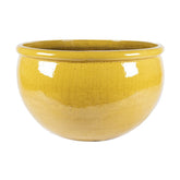 Mézsárga színű óriás kültéri kerámia kaspó.