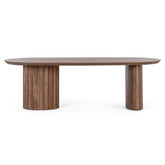 Mangófából készült, barna színű, formatervezett dizájn dohányzóasztal.