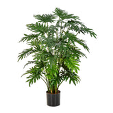 Philodendron zöld mű kardszárnyú filodendron 100 cm magas műnövény fekete kaspóban