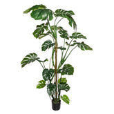 Nagyméretű, 180 cm magas mű filodendron növény fekete kaspóban.