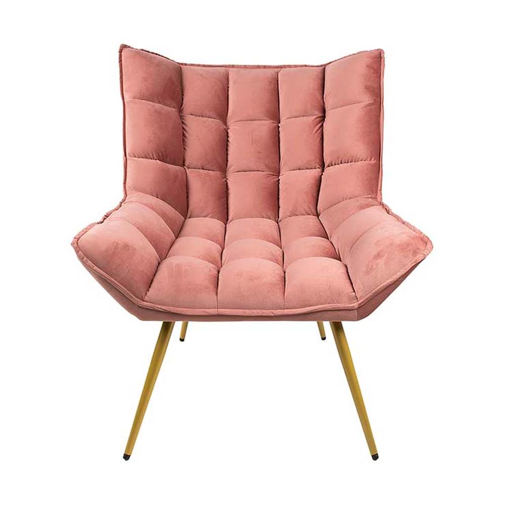 pink színű bársonyszövettel kárpitozott, dizájn fotel