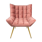 pink színű bársonyszövettel kárpitozott, dizájn fotel