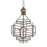 Vintage stílusú, bronzból készült, kézműves függeszték lámpa.