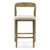 PUGLIA tölgyfa bárszék front nézetben pamut ülőfelülettel