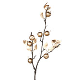 Aranyszínű mű gránátalma ág, apró gyümölcsökkel és fényes levelekkel, 75 cm magas dekorációs növény.