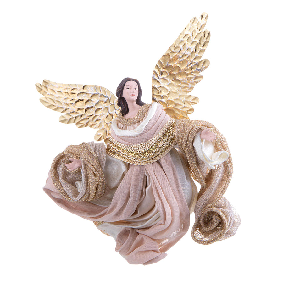 RELIGION bézs függeszthető angyal figura 23 cm aranyszínű szárnyakkal
