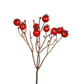 Rosa Canina piros mű csipkebogyó ág 46 cm magas, kiszáradt hatású ággal és fényes bogyókkal, Berry kollekció