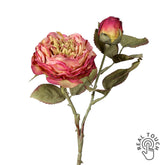 ROSE fáradt pink mű rózsa 33 cm, szárított hatású Real Touch dekorációs virág bimbóval