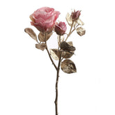 ROSE pink-pezsgő mű rózsa 49 cm, glamour stílusú dekoráció pezsgőszínű levelekkel