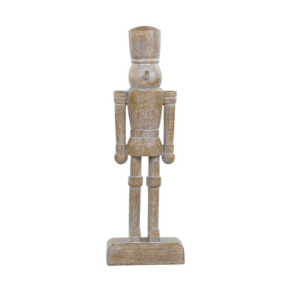 Natúr színű, fa hatású karácsonyi diótörő figura.