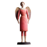SACRED sötétrózsaszín angyal figura 40 cm – teljes berarti nézet, kézzel festett antik felülettel