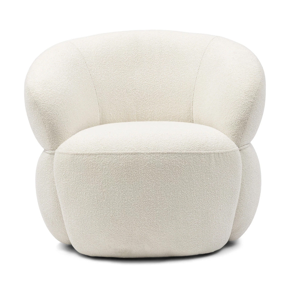 fehér buklé szövetes modern design fotel elölnézet