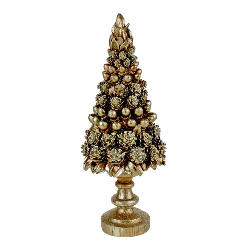 Pezsgőszínű, nagyméretű karácsonyi dekorációs fenyő kúp.