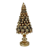 Pezsgőszínű, nagyméretű karácsonyi dekorációs fenyő kúp.