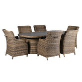 6 személyes Sorrento kültéri műrattan étkezőgarnitúra ovális asztallal és székekkel