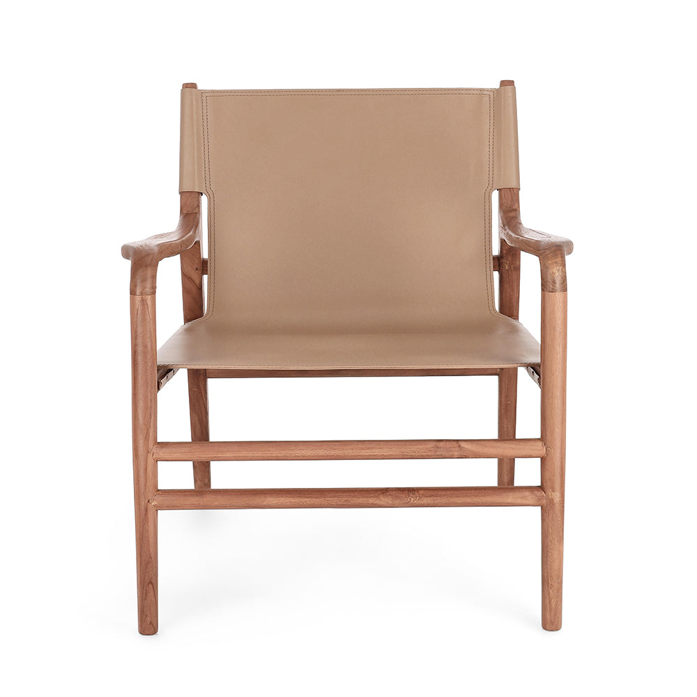 Taupe színű valódi bőrből készült, kortárs stílusú dizájn fotel.