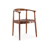 Teakfa karosszék bőr ülésessel.