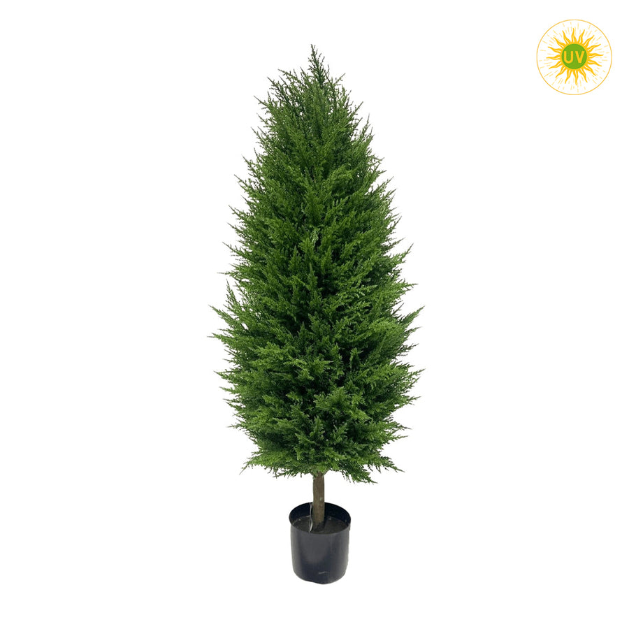 THUJA DELUXE UV álló mű tuja 120 cm fekete kaspóban, dús zöld lombozattal
