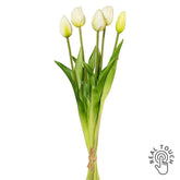 Fehér, 5 szálas real touch mű tulipáncsokor 45 cm, teljes nézet