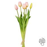 Rózsaszín, 5 szálas real touch mű tulipáncsokor 45 cm, teljes nézet