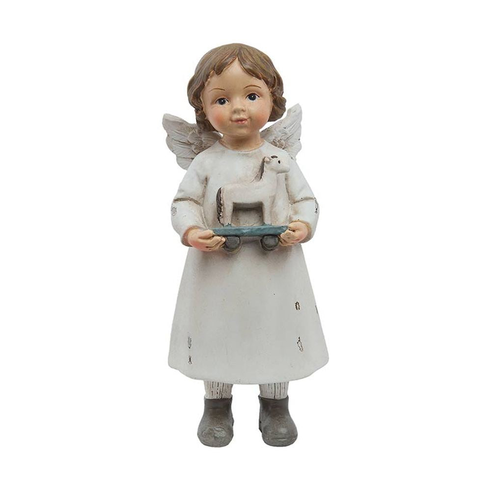 Lovacskát tartó karácsonyi angyalka.