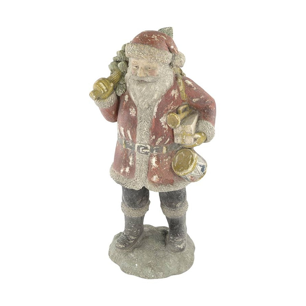 Antikolt felületű nagyméretű Mikulás figura.