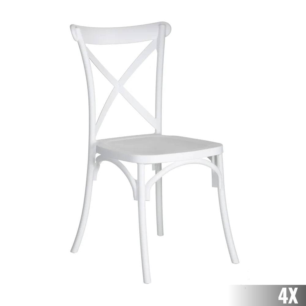 Fehér műanyag bisztrószék.