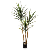 Három törzsű, 160 cm magas YUCCA De Luxe mű jukka pálma fekete cserépben.