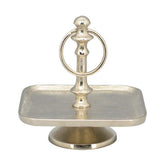 Galmour stílusú, szögletes formájú, ezüstszínű, egyszintes, fém süteménykínáló állvány.