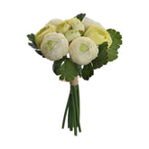 10 szálból álló, krém és zöld színárnyalatú boglárka művirág csokor