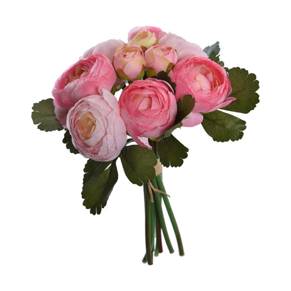 10 szálból álló, rózsaszín színárnyalatú boglárka művirág csokor