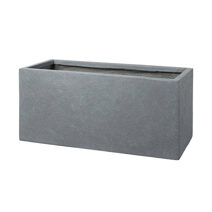 Fagyálló műgyantából készült, modern kortárs stílusú, beton hatású, antracitfekete színű kültéri ültetőláda szett .