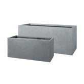 Fagyálló műgyantából készült, modern kortárs stílusú, beton hatású, antracitfekete színű kültéri ültetőláda szett .