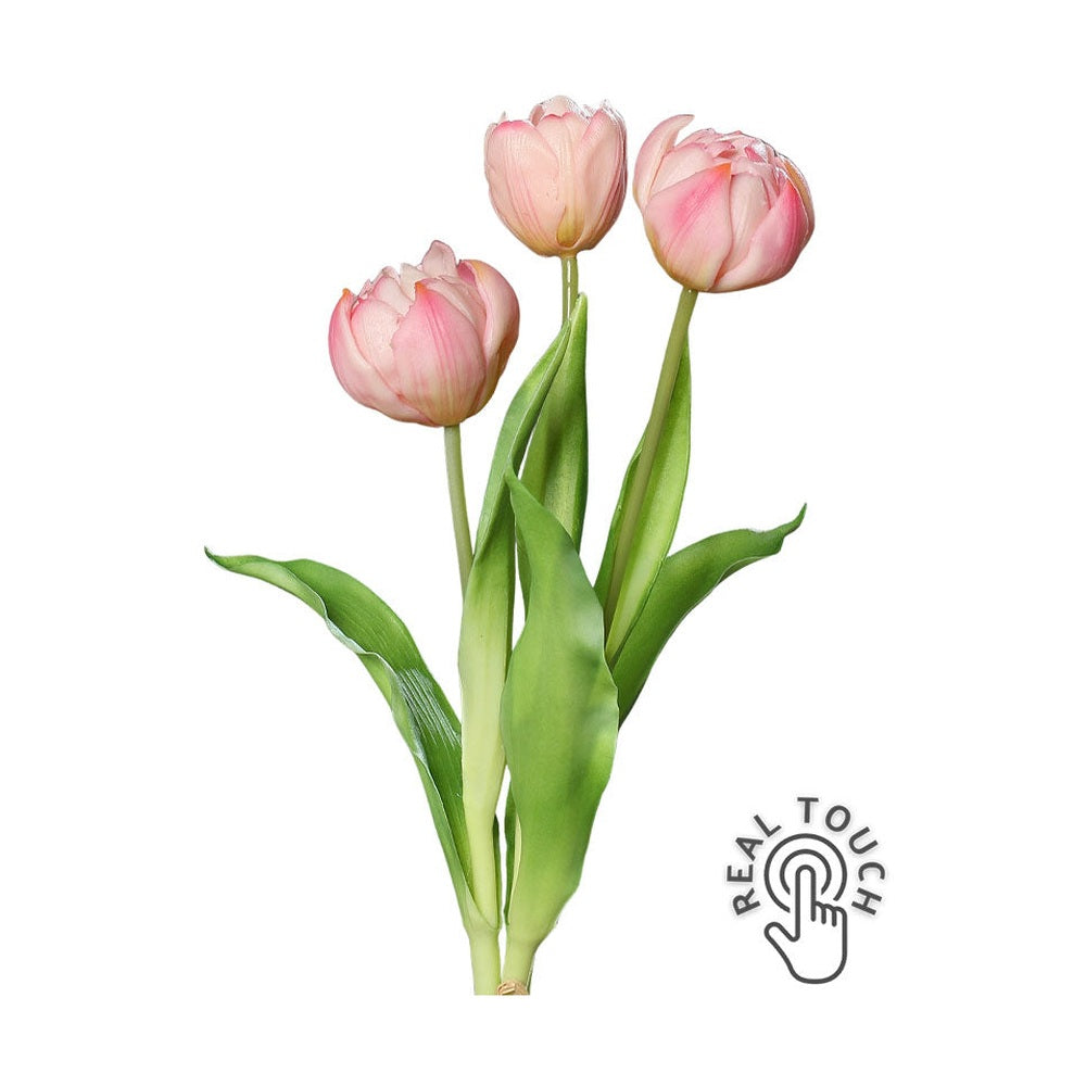 3 szálból álló, rózsaszín színű tulipáncsokor művirág.
