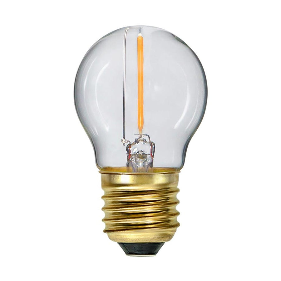 Clear Filament dekorációs izzó. Meleg fehér fényű LED dekorációs izzó áttetsző üveggel.