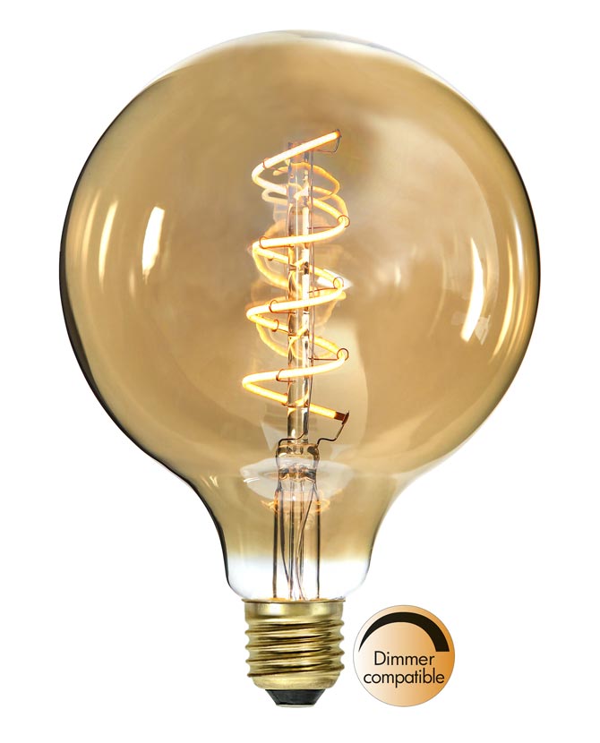 Amber Spiral Filament meleg fehér fényű, vintage LED dekorációs izzó borostyánszínű üveggel.