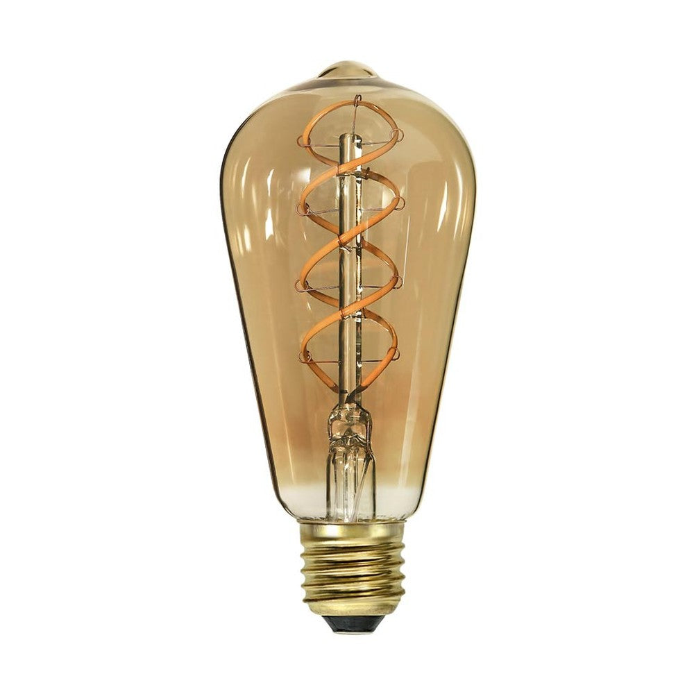 Amber Spiral Filament meleg fehér fényű, vintage LED dekorációs izzó borostyánszín üveggel.