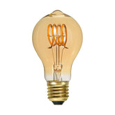 Amber Spiral Filament meleg fehér fényű vintage LED dekorációs izzó borostyánszín üveggel.