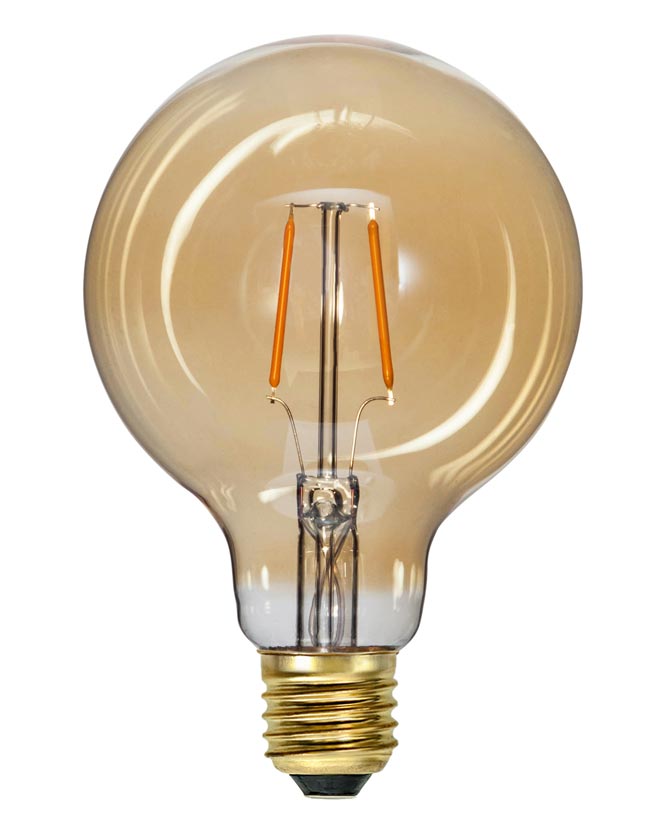 Amber Soft Glow vintage LED dekorációs izzó. Meleg fehér fényű, borostyánszín üveggel.