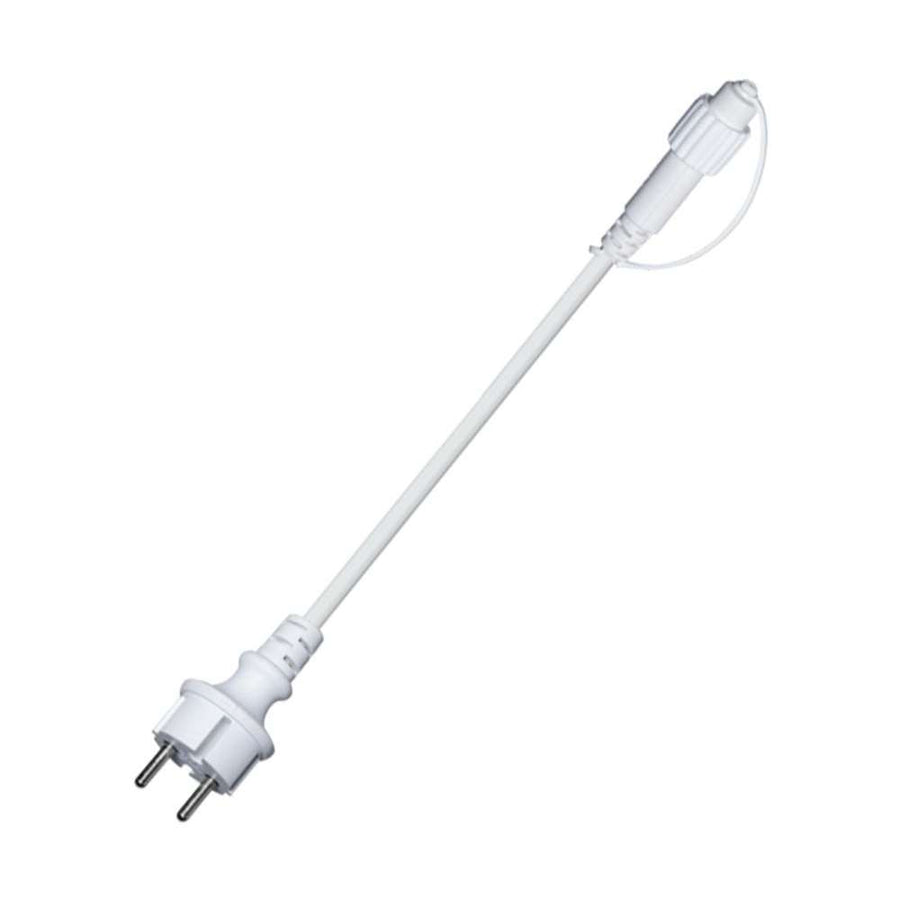 White Connecta power adapter plug for outdoor light strings with a 500 cm cord.