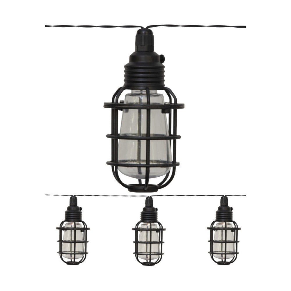 Kültéri napelemes izzósor 8 darab átltászó izzóval, melyeket hajólámpszerű rács fog közre.